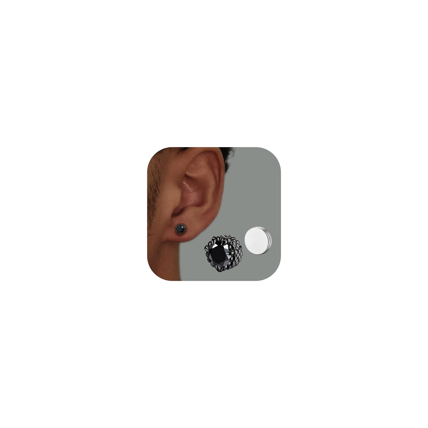 GEMQUEEN Magnetic Earrings for Men Women - 5A Shiny CZ Dragon Claw Punk Hypoallergenic Stainless Steel Non Piercing Clip on Fake Earrings Studs Black 6.5MM Not Easy to Fall