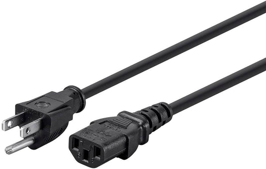 Monoprice 5-15P 60320 C13, 18AWG, 10A/1250W, 125V, 3-Prong, 2ft, Power Cord - NEMA to IEC Black