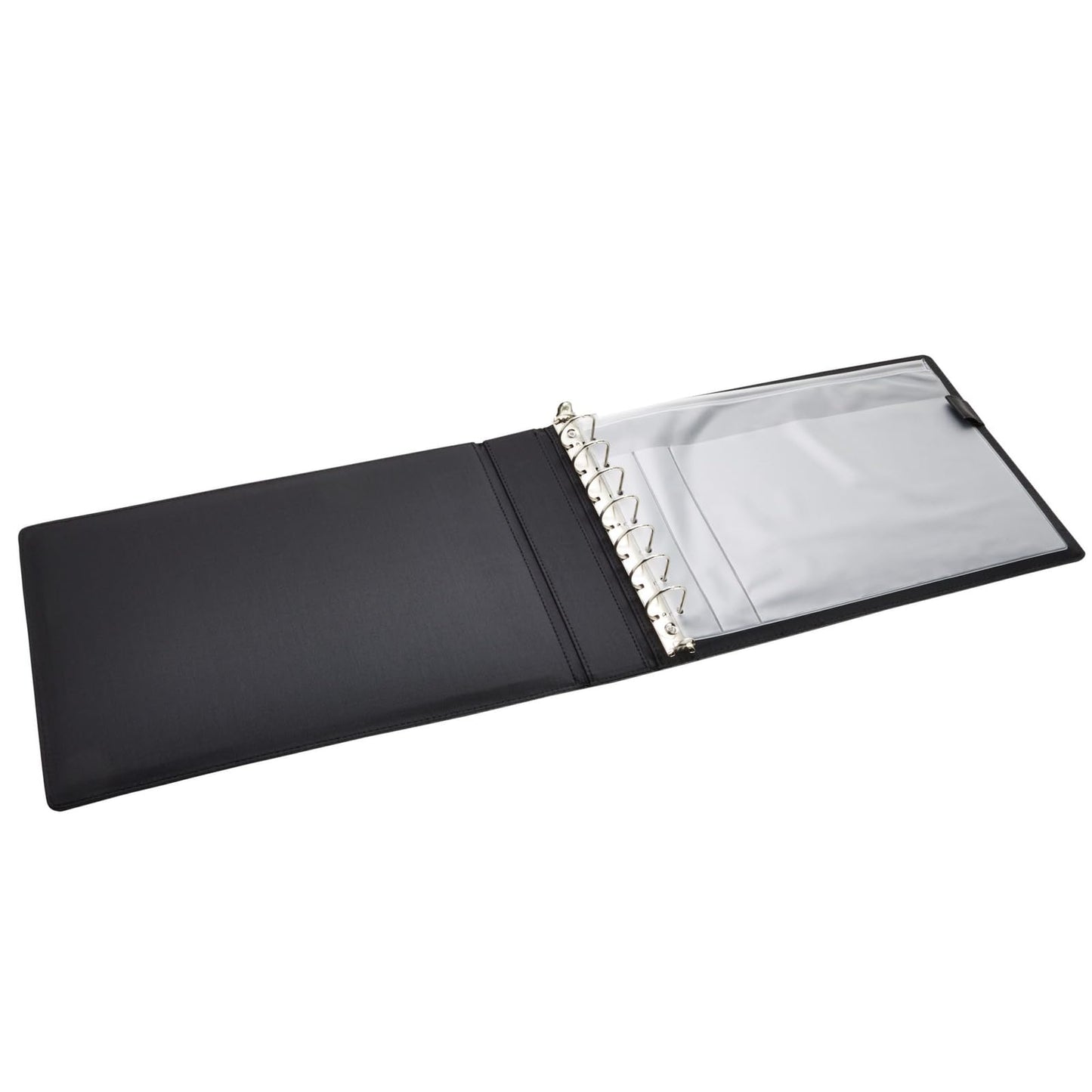 Juvale Check Binder - Black Faux Leather, 7-Ring, 14 x 10 in, Fits 600 Checks - Business Checkbook Binder & Cover with Pen Loop, Checkbook Holder & Organizer for Personal & Corporate Use