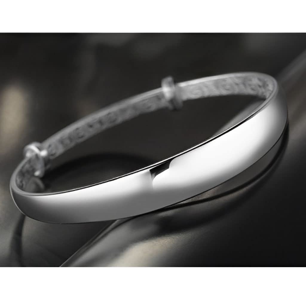 Sterling Silver Bangle Bracelets for Women, Handmade Bracelet for Women, Great Mother Gifts, Mothers Day Gifts (Silver-10)