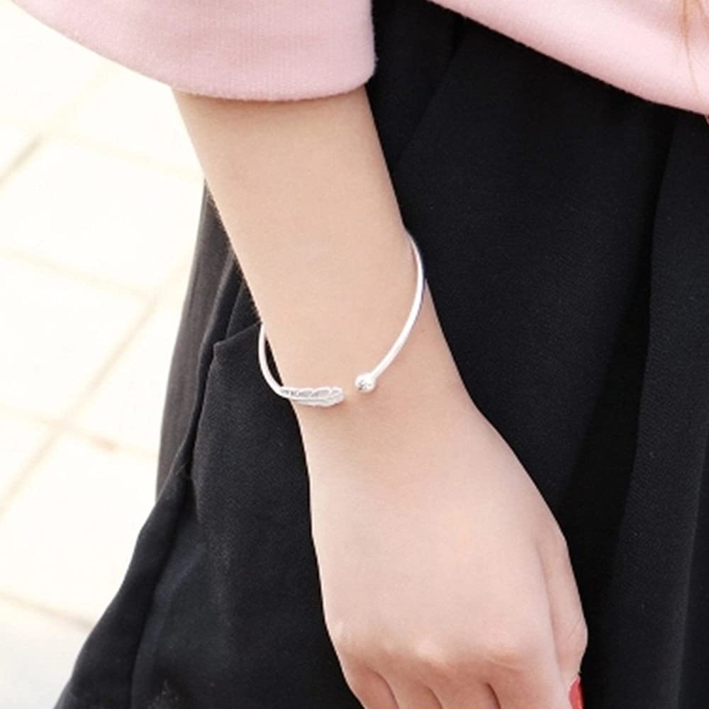 Sterling Silver Bracelets For Women 925 Sterling Silver Beads Bangle Bracelet Transfer Lucky Cuff Bracelet Adjustable Fashion Women Jewelry