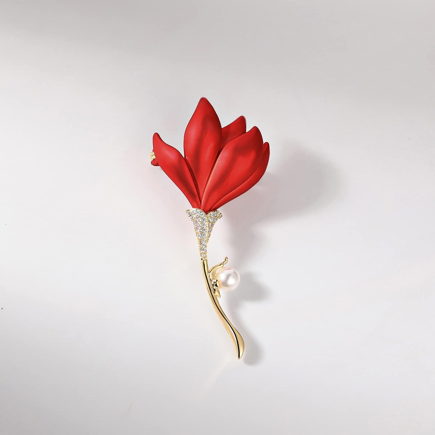 AILONMEI Floral Series Brooch Pins For Women Fashion Costume Pearl Flower Designer Broach & Pins Jewelry Christmas Gift (Poppy)