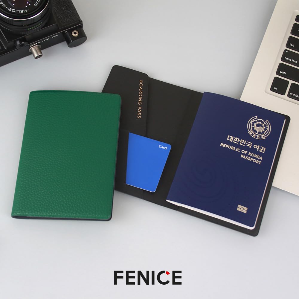 Fenice Classic Passport Cover Holder Wallet Case for Travel Essential RFID Blocking Vegan Leather Waterproof (YELLOW)