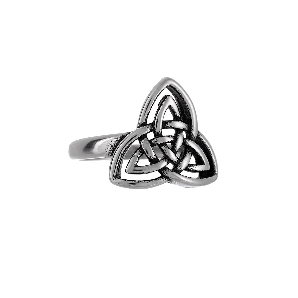 YWMAN Celtic Knot Rings for Women, Stainless Steel Triquetra Trinity Ring, Witches Knot Irish Jewelry Gift (9)