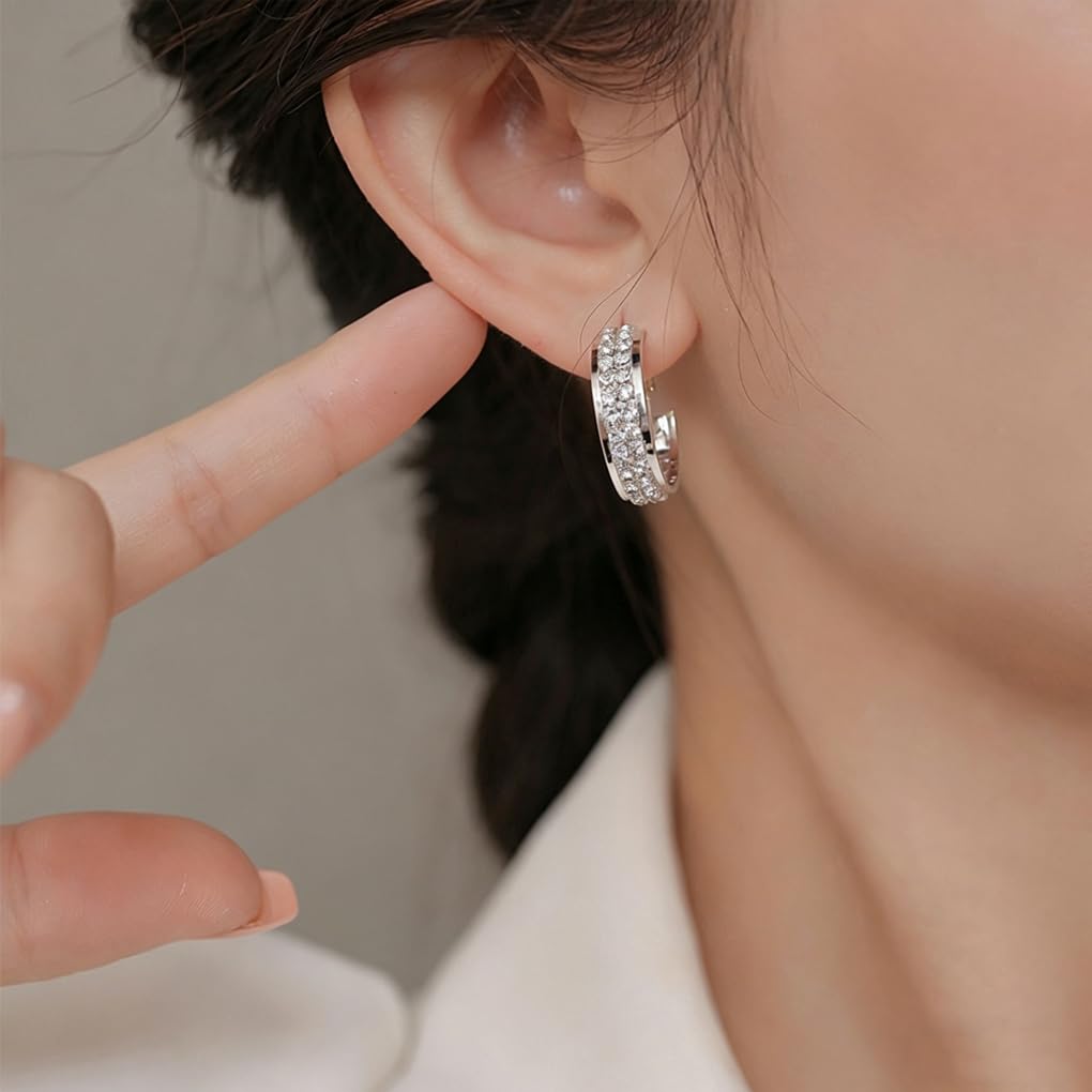 Lymphatic Activity Hoop Earrings, Lymphatic Drainage Slimming Hoop Earrings Lymphvity Germanium Earrings Cubic Zirconia Earrings Jewelry Gifts for Women (silver)