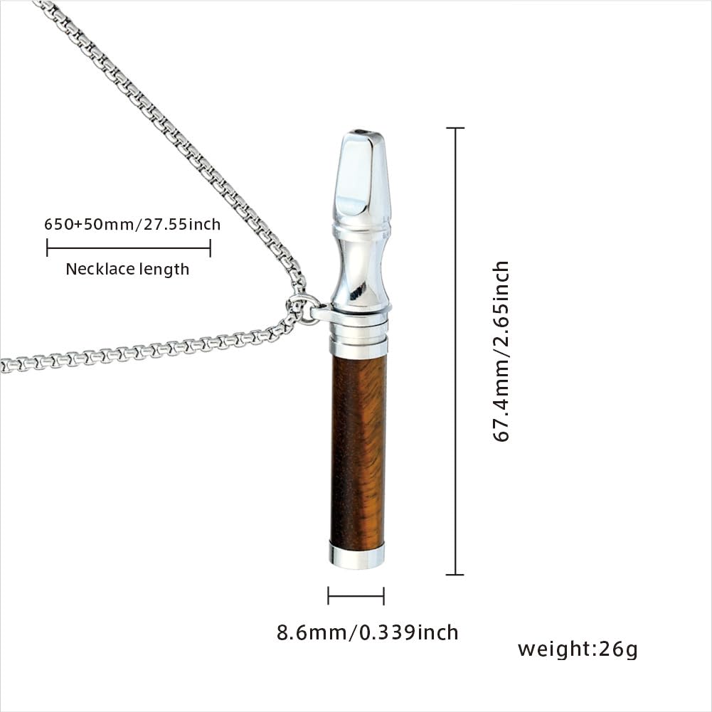 Anxiety Breathing Necklace Meditation Natural Crystal & Stone Breathe Necklace Stainless Steel Quit Vaping tools Mindfulness Pendant Stress Relief & Natural Calm (Strawberry Crystal)