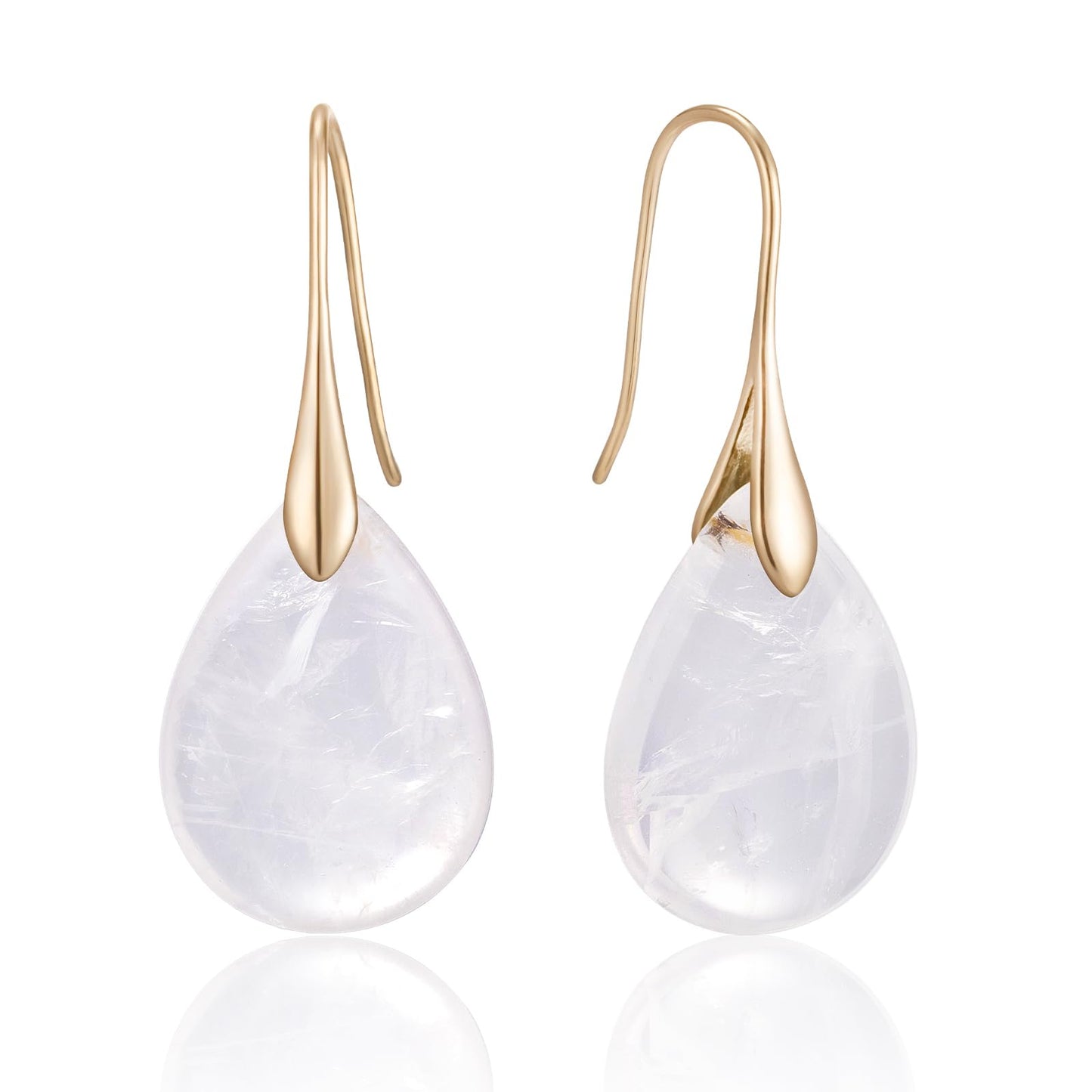 SELOVO White Clear Stone Teardrop Fishhook Dangle Drop Earrings Silver Tone