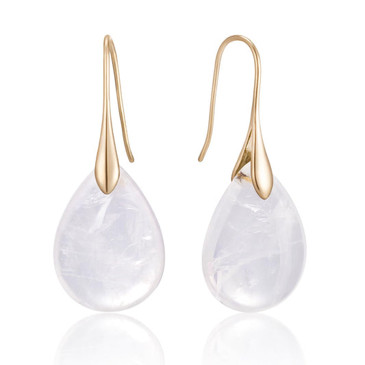 SELOVO White Clear Stone Teardrop Fishhook Dangle Drop Earrings Silver Tone