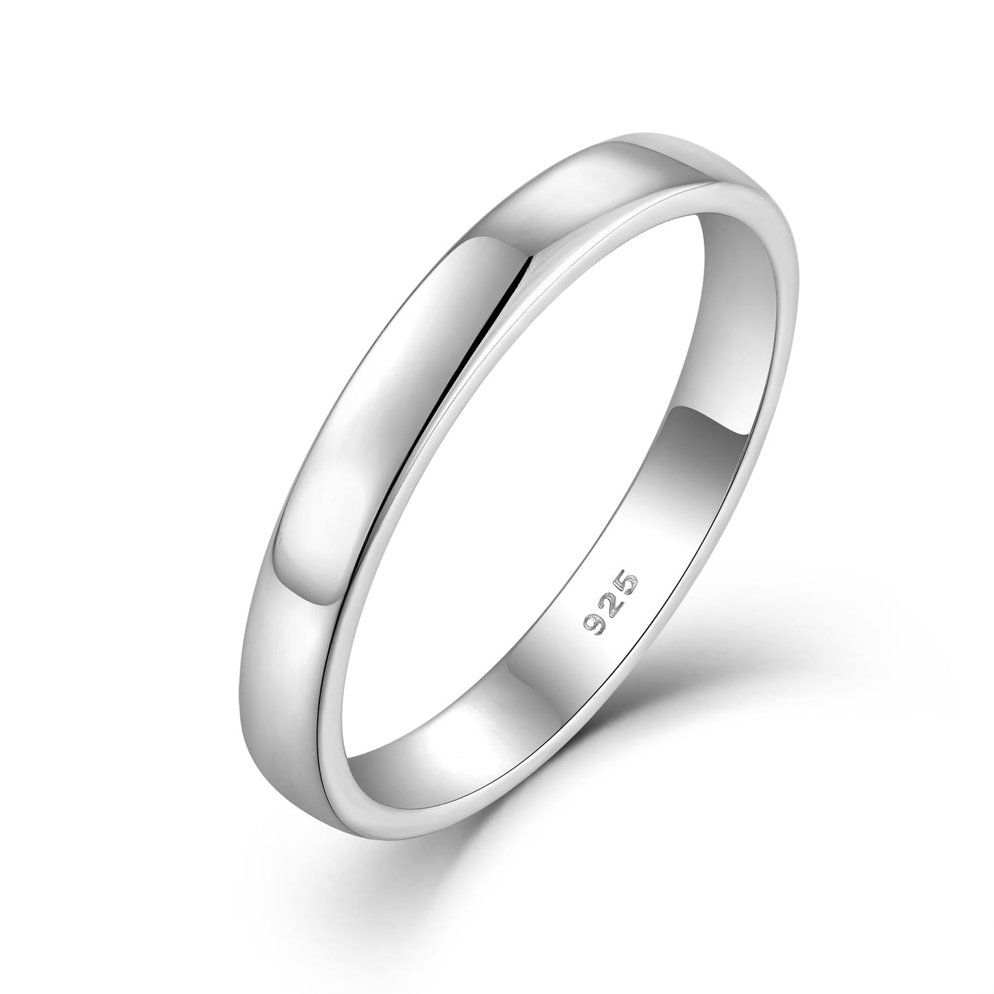 STARCHENIE Solid 925 Sterling Silver 3mm Wedding Band Ring, Comfort Fit High Polish, for Men and Women (Size 8)