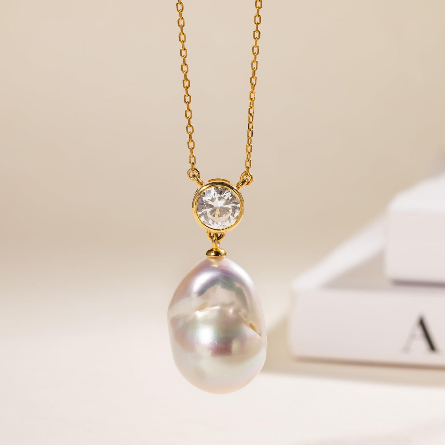 Baroque Pearl Pendant Necklace for Women, 925 Sterling Silver Plated with White Gold Natural Irregular Freshwater Pearl, Anniversary Birthday Gift for Her