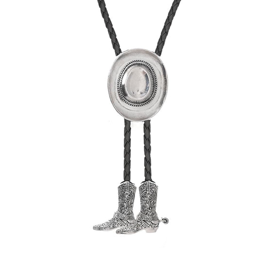Joxevyia Western Cowboy Bolo Tie for Men Women Adjustable Necktie 3D Cowboy Hat and Boots Tips Bolo Neckties for Concert Rodeo and Daily Outfit