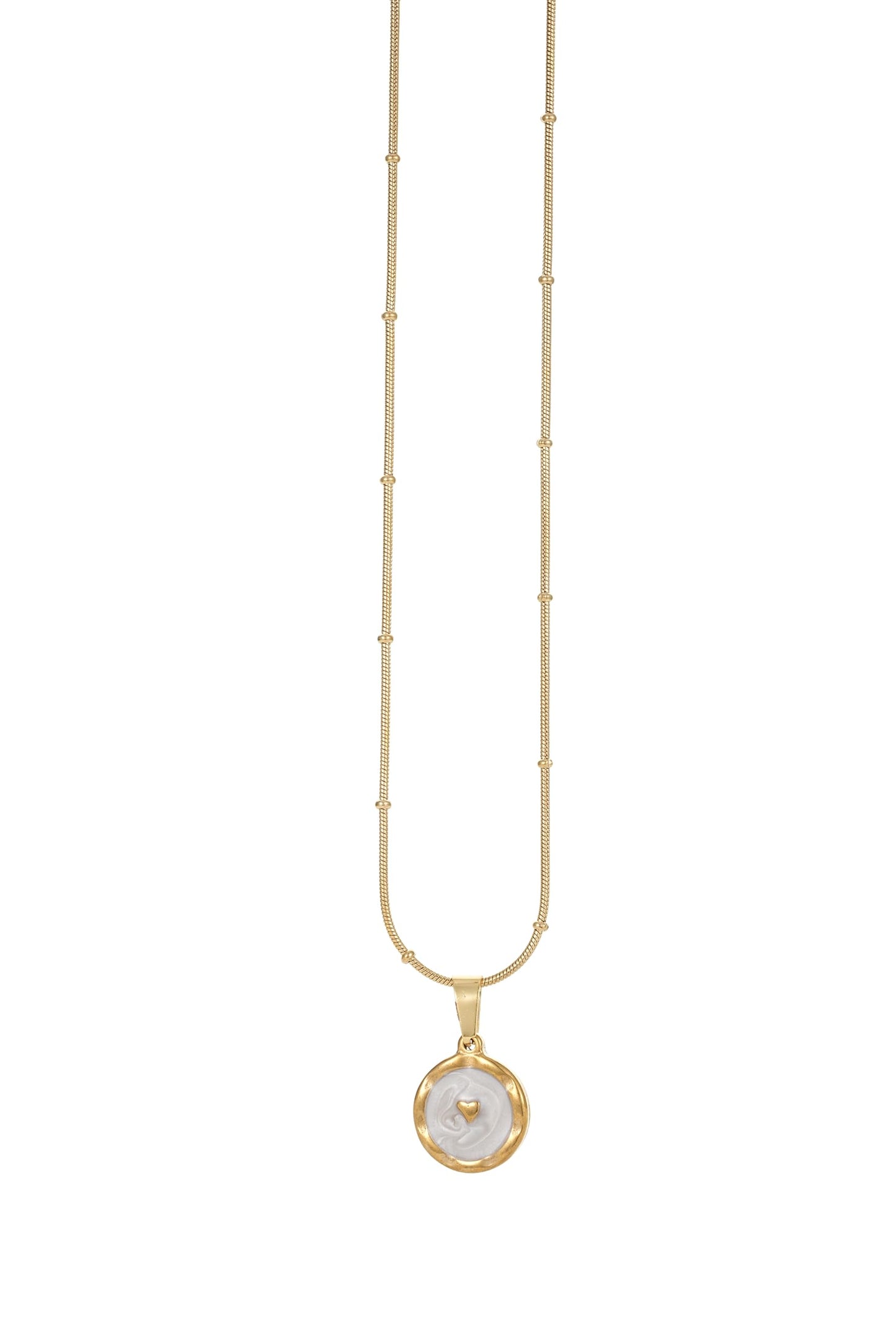 Trendy Stainless Steel Gold Plated Charm Necklace with Heart Pearl Pepper Conch Ceramic Pendant Necklace for Women Collares Chokers Jewelry (10PCS)