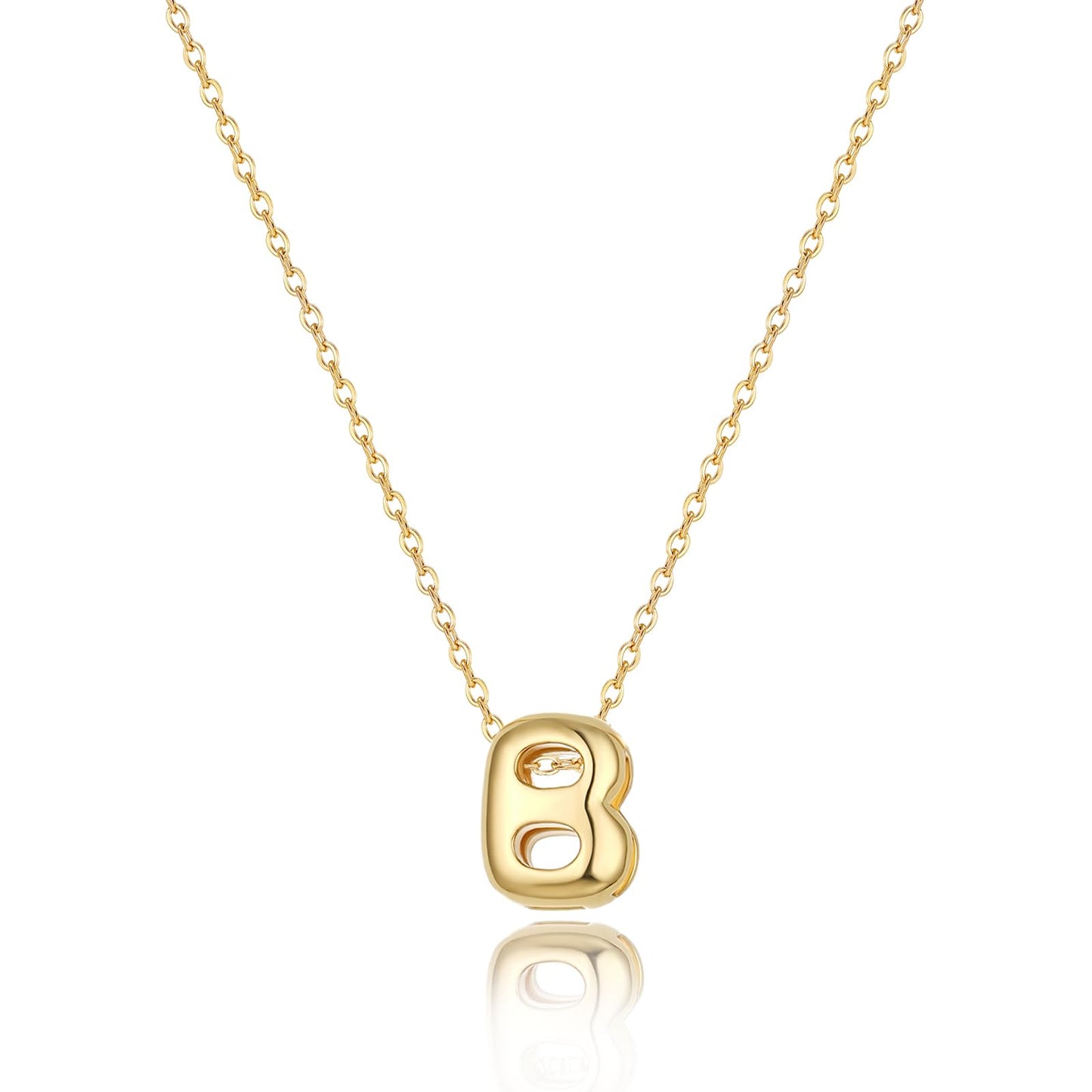CUEZIY 14K Gold Plated Bubble Letter Necklace Initial Necklaces for Women Dainty Personalized Charm Pendant Name Necklace Cute Non Tarnish Fashion Accessories Teen Gift Trendy Stuff Jewelry Gifts
