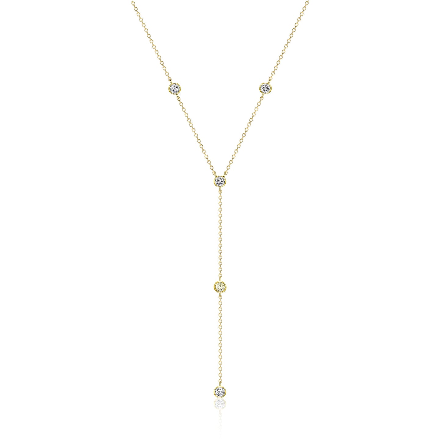 EPIRORA Y-Shaped Lariat Necklace for Women, Dainty Long Layered CZ Teardrop Pendant Necklace 14K Gold Plated Adjustable Chain Trendy Jewelry Gifts for Women