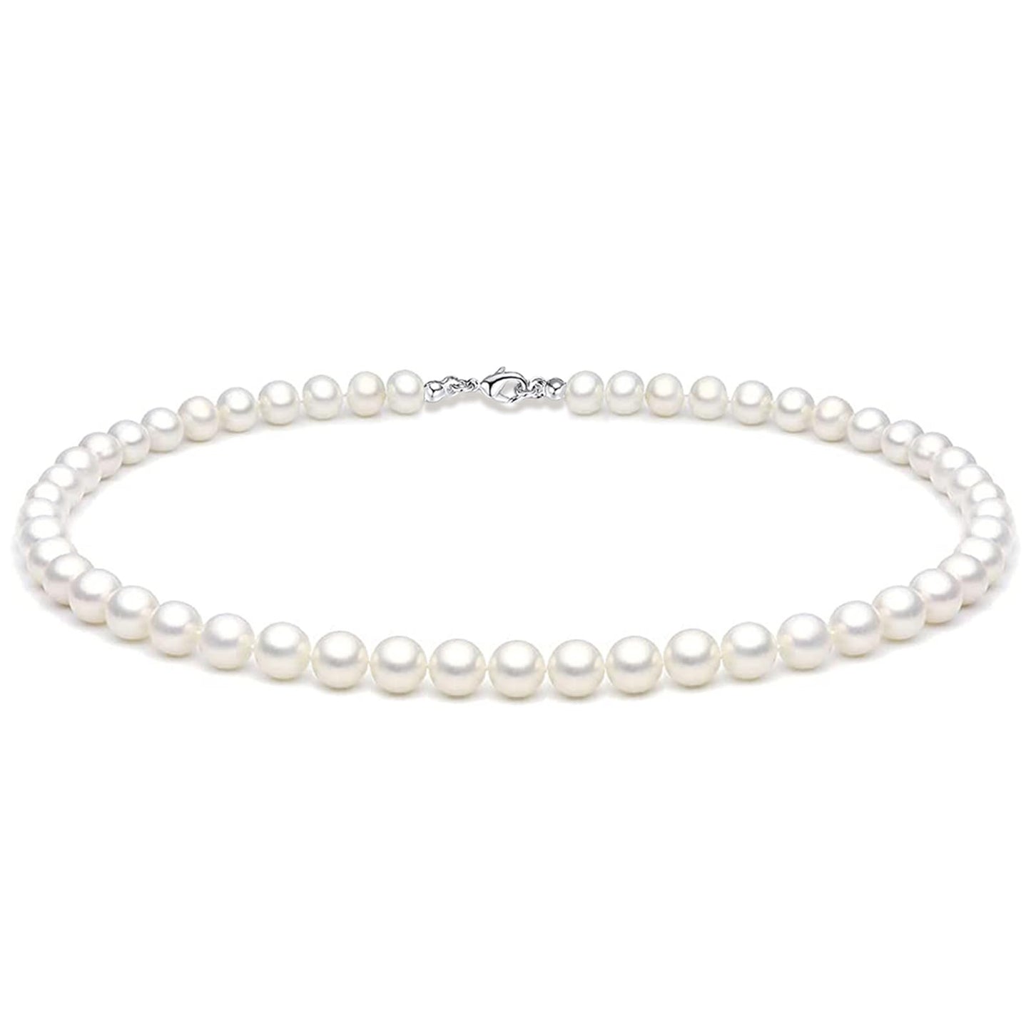 Zeffy Pearl Necklace for Men, 6mm White Beaded Necklace Faux Pearl Choker Necklace Trendy Jewelry Gifts for Men Women