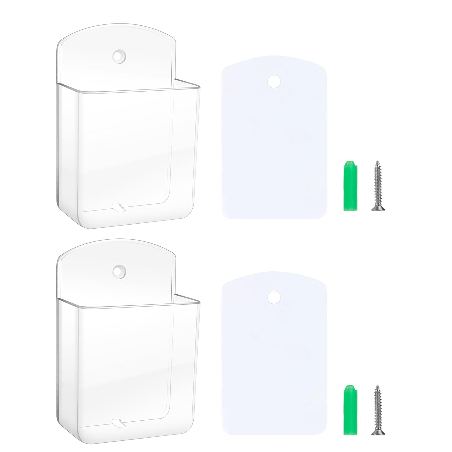 Aecsze 2 PCS Remote Control Holders Wall Mount, Self Adhesive TV Air Conditioner Remote Control Holder, Wall Mount Storage Box Organizer Wall Pen Holder Storage for Home Office School (Clear)