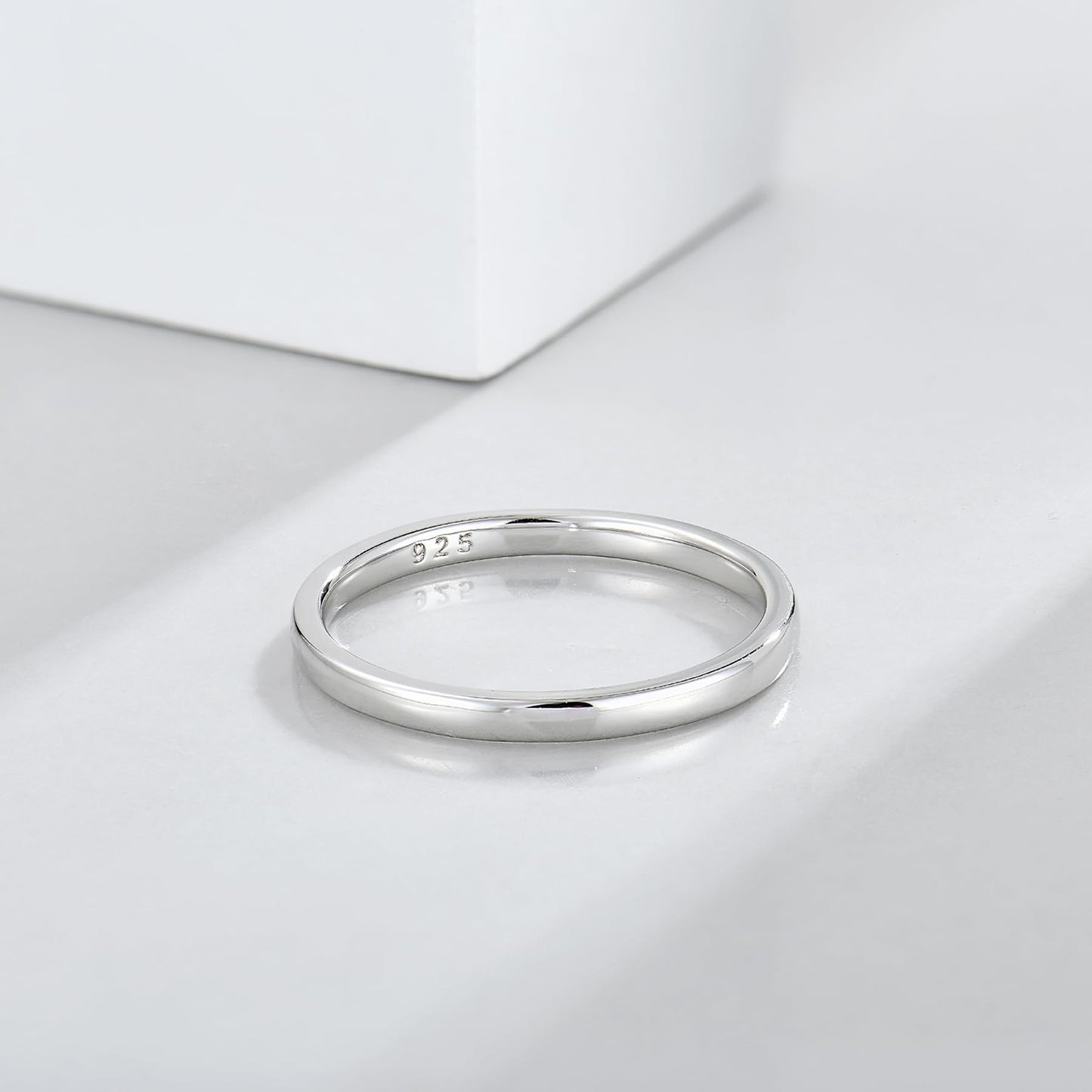 STARCHENIE Solid 925 Sterling Silver 2mm Wedding Band Ring, Comfort Fit High Polish, for Men and Women (Size 12)