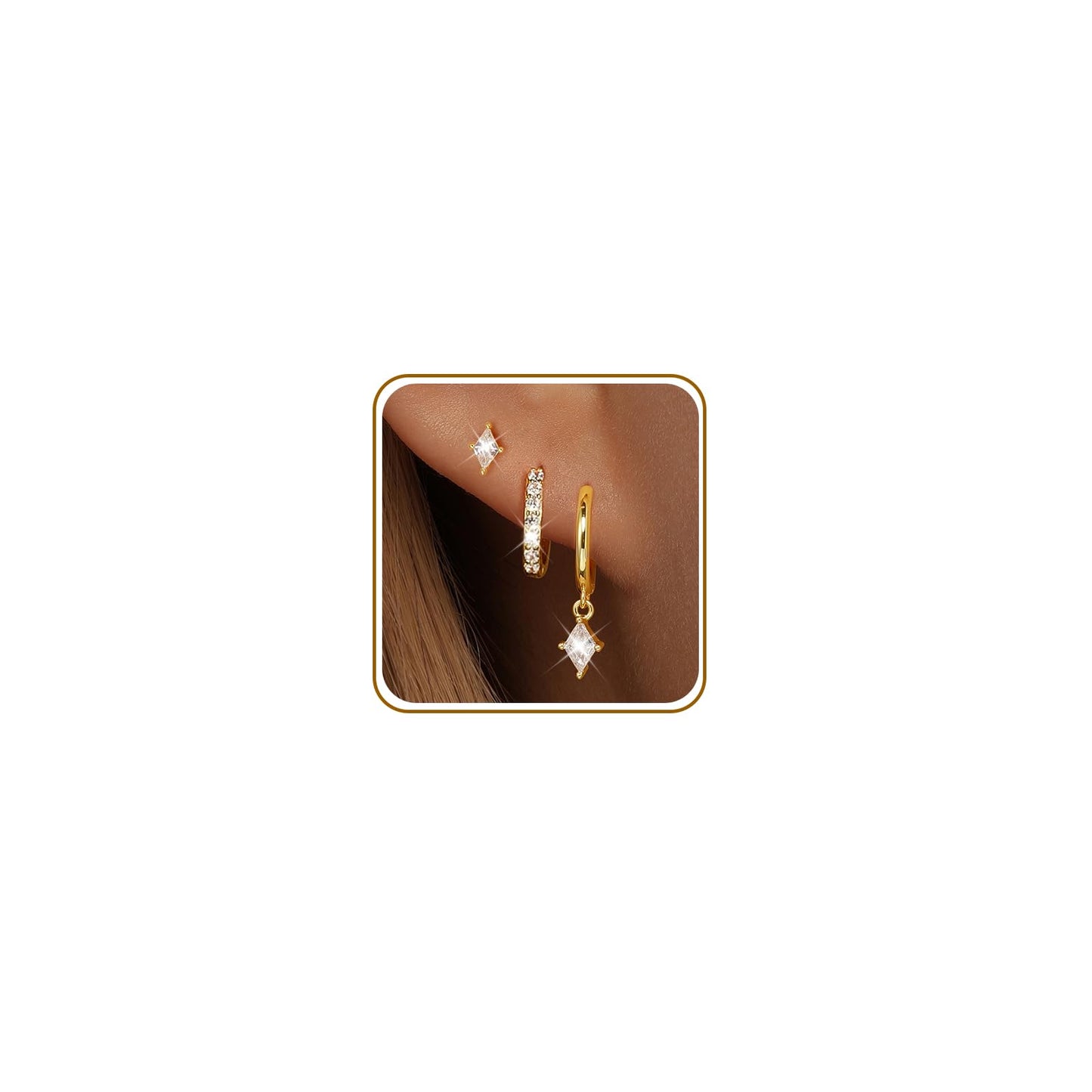 Gold Hoop Earrings Set for Women, Dainty 14K Gold Plated Cartilage Earring, Hypoallergenic Earrings Trendy Small Gold Earring Stacks Multiple Piercing, Huggies Earrings for Women