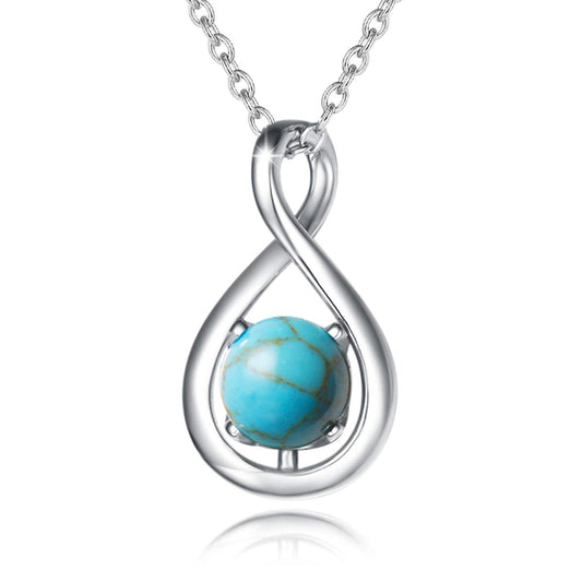 FANCIME Turquoise Necklace December Birthstone Necklace for Women Sterling Silver Infinity Pendant Fine Jewelry Birthday Mothers Day Gifts for Wife Her Mom, Chain Length 16"+2"