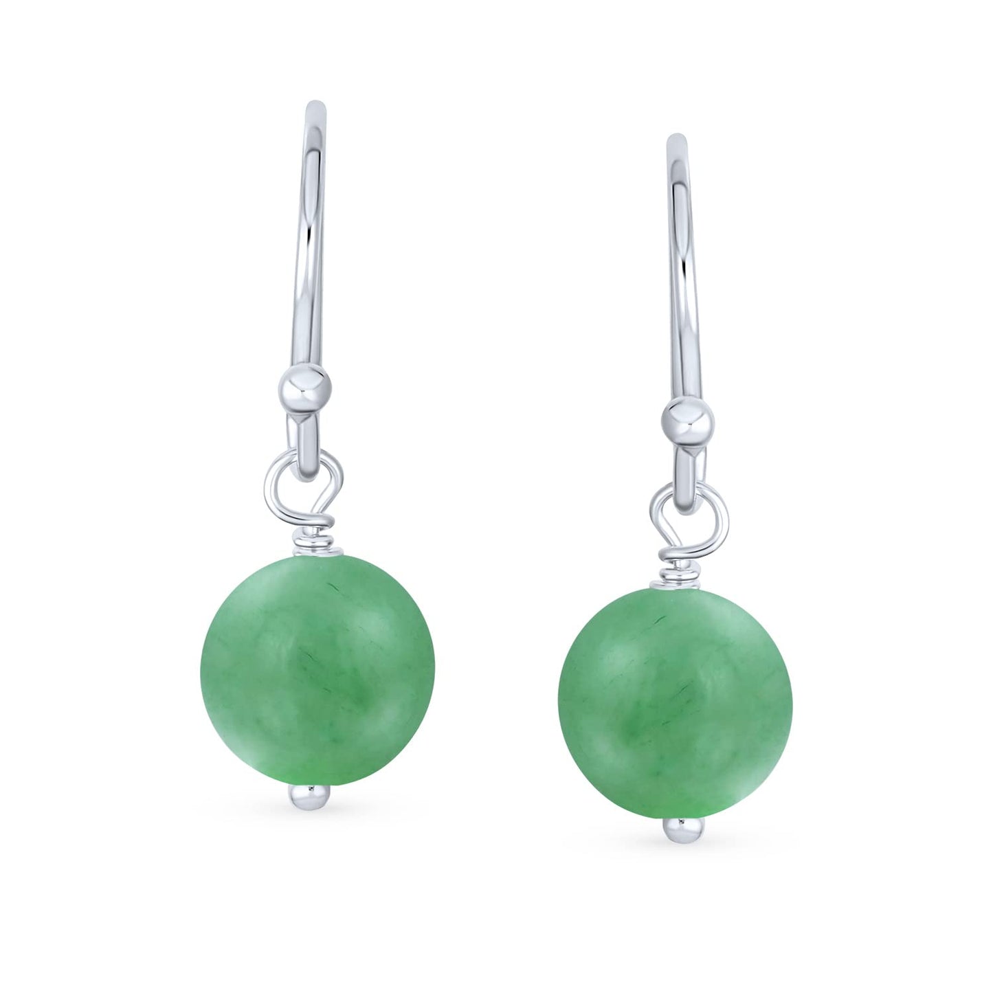 Bling Jewelry .925 Sterling Silver Green Aventurine & Red Carnelian Bead 8mm Dangle Ball Drop Earrings For Women French Fish Hook Wire (Set of 2) Genuine Gemstone