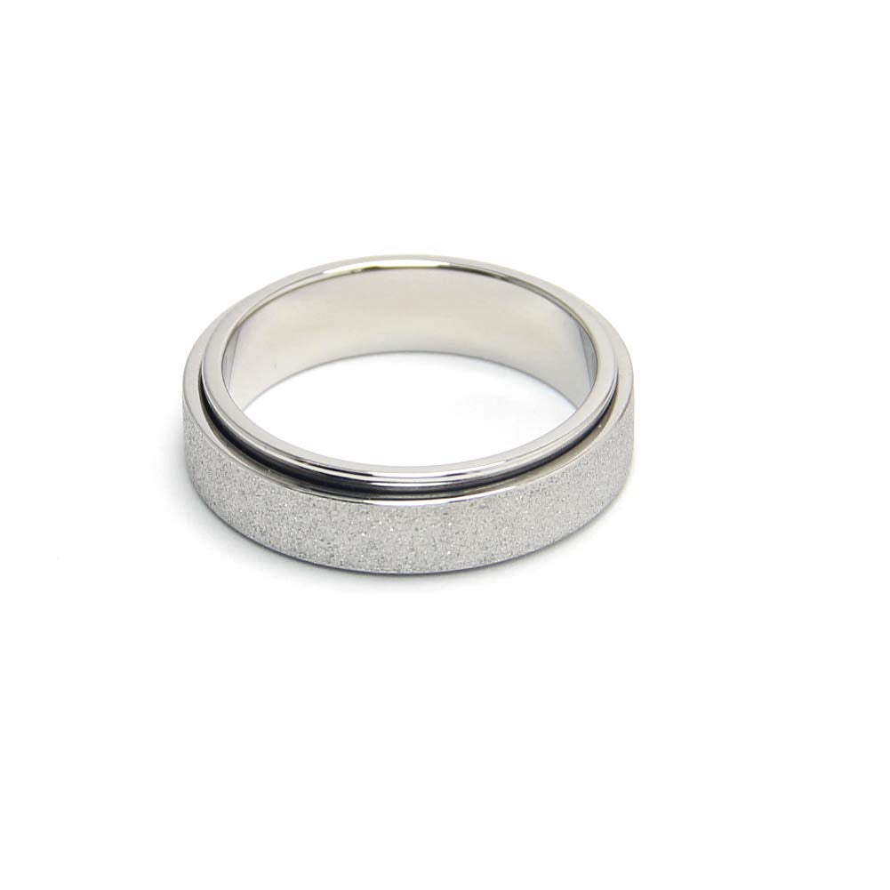 OreilleStar Anxiety Ring for Women Fidget Spinner Ring Fidget Toys Adults Titanium Stainless Steel Thumb Ring 6mm Wide Sivler Size 7