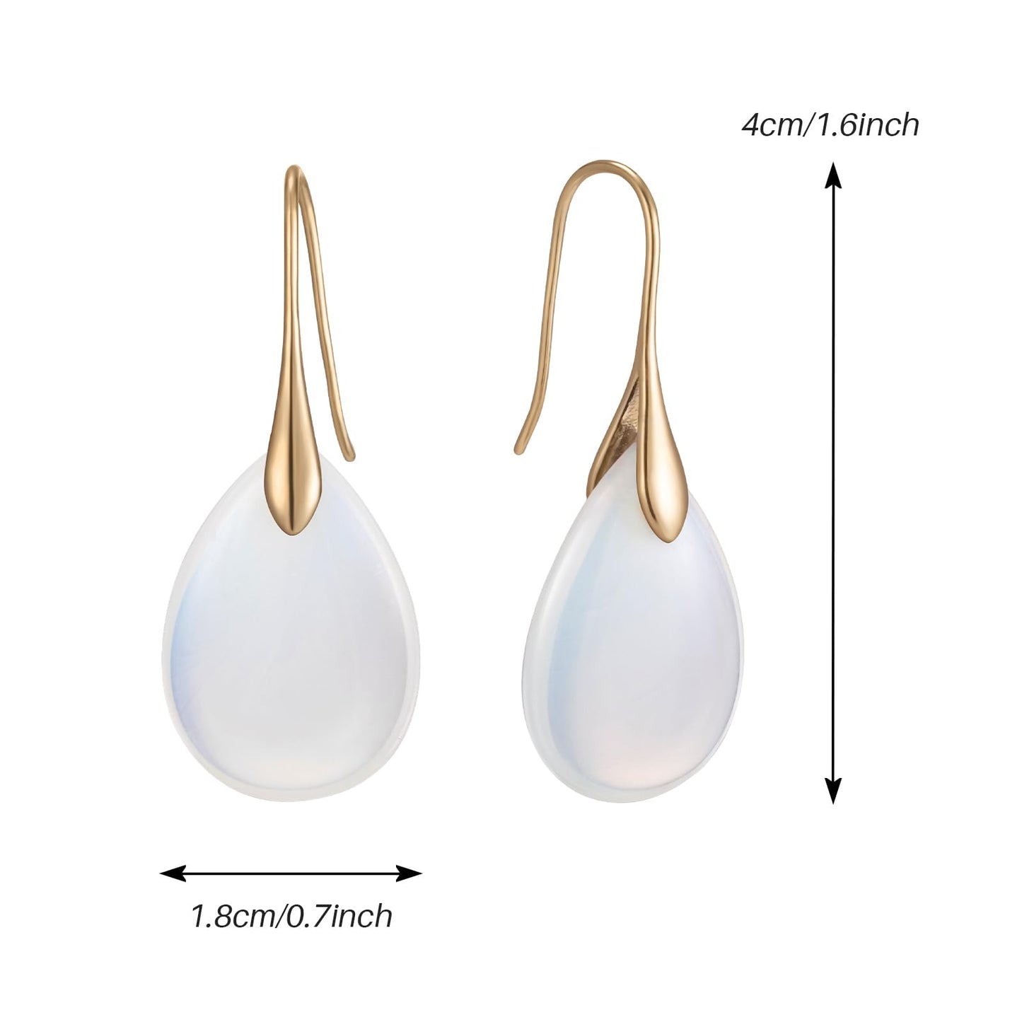 SELOVO Created-Opal Stone Fishhook Dangly Drop Earrings for Women Gold Tone