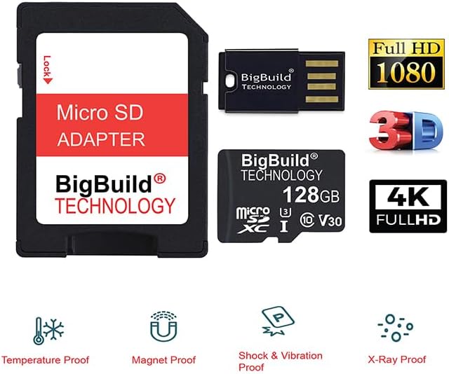 BigBuild Technology 128GB 100MB/s U3 E13, Ultra Fast Micro SDXC Memory Card for Motorola Moto Moto G Pure Cell Phone