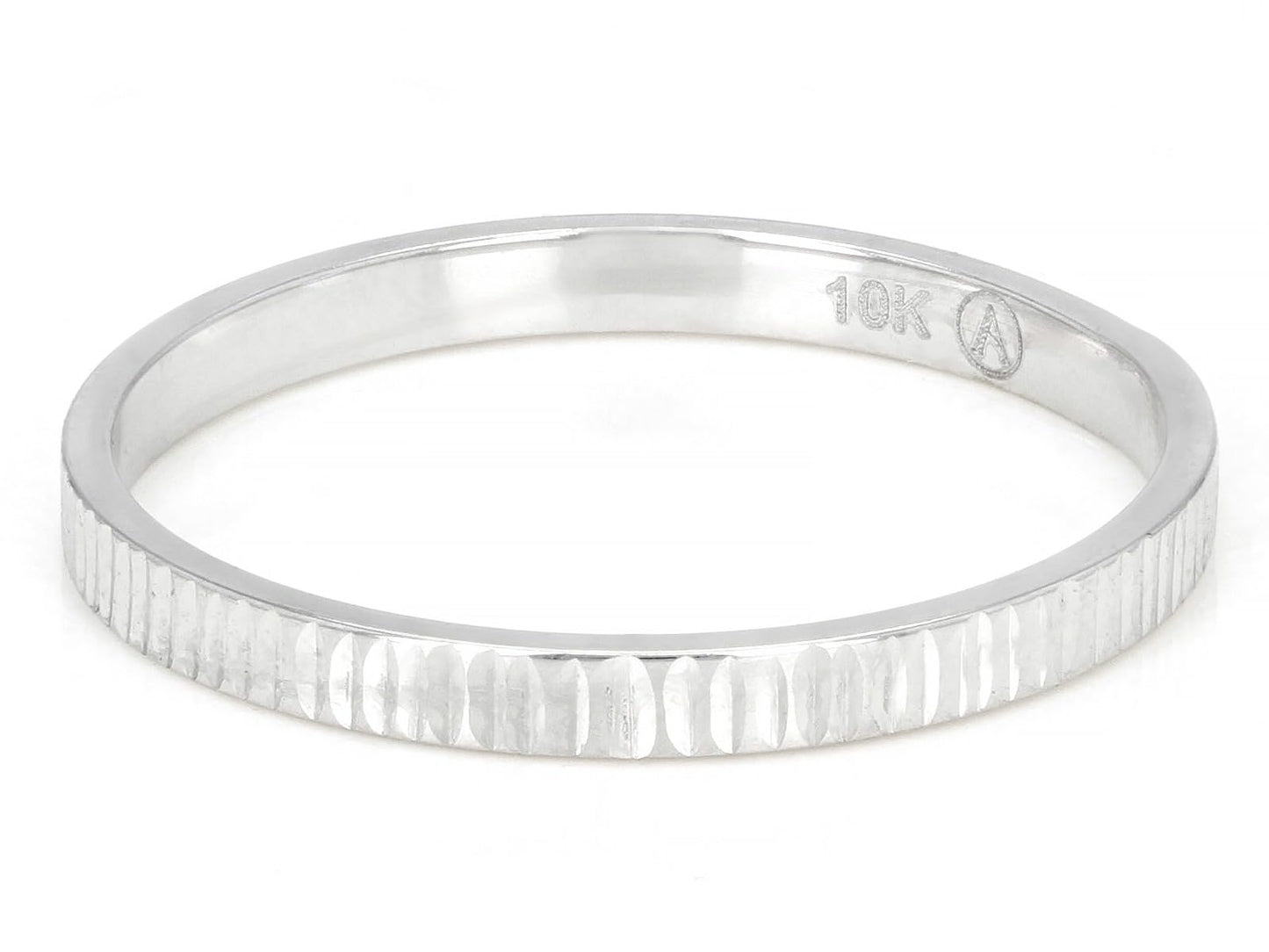 JTV 10K White Gold, Yellow Gold or Rose Gold 2mm Textured Band Ring - Elegant and Durable Wedding Band for Men and Women (White Gold, 9)