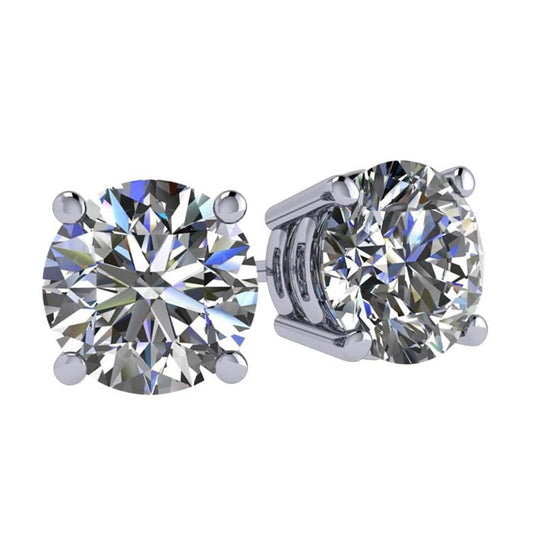 Central Diamond Center Round Simulated Diamond Stud Earrings Hypoallergenic Metal & Sterling Silver CZ - 9.50mm (7.00cttw) Platinum