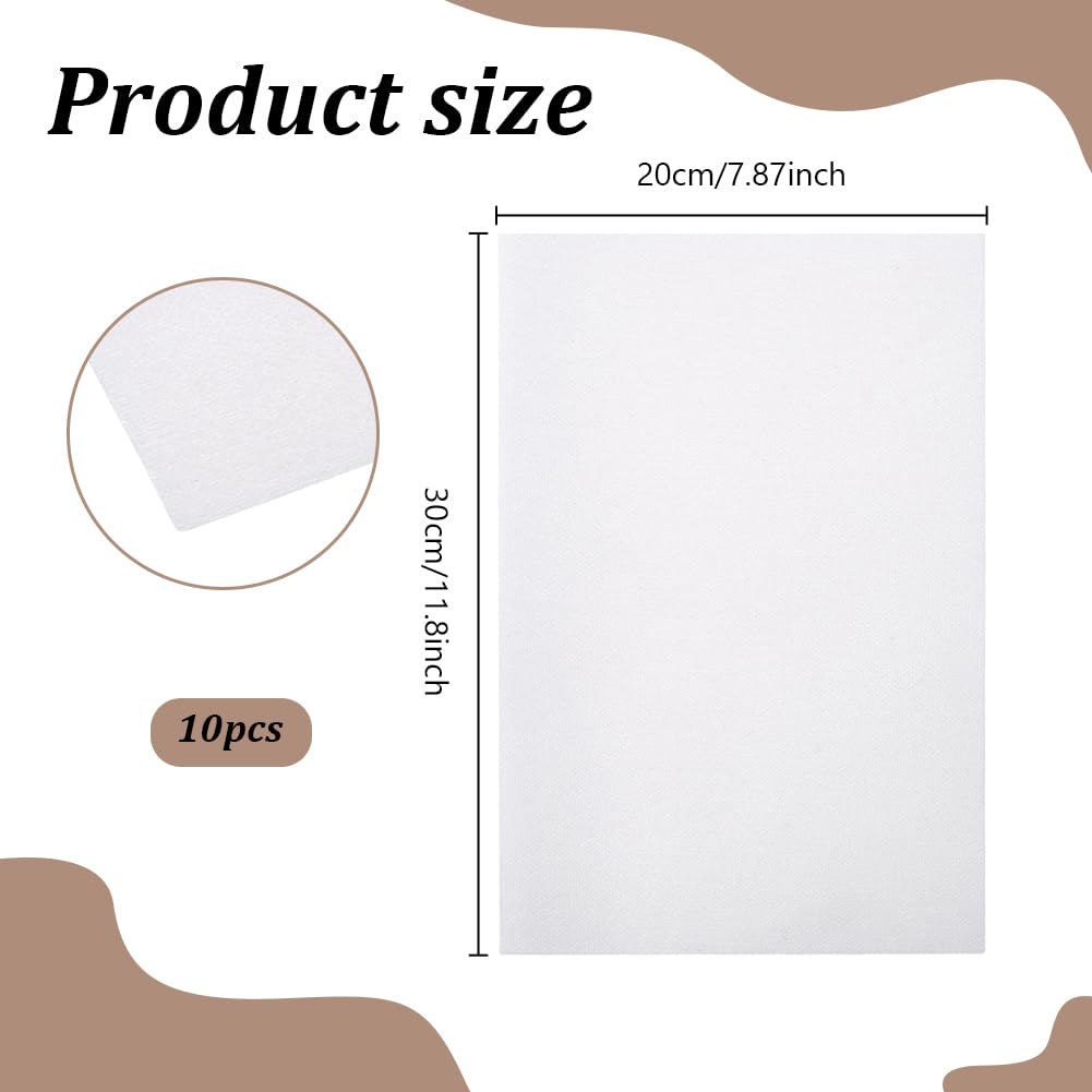 WEBEEDY 10 Pcs Thermo-Adhesive Leather Stiffener Sheets 0.8mm Thick Pre-Cut Leather Reinforcement Nonwoven Fabric for Shoe & Bag Shaping DIY Sewing Nonwoven Patchwork Crafts Supplies, 7.9x11.8 Inch