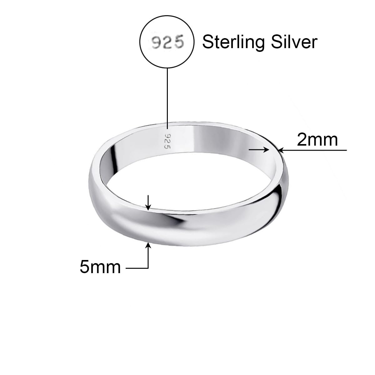 Savlano 925 Sterling Silver 5MM Half - Round Wedding Band Ring for Women and Men Comes in 5-14 Sizes with Gift Box - Made in Italy (12)