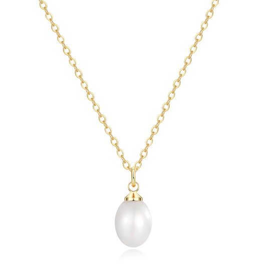 Sargetou Pearl Necklace for Women,14k Gold Plated Waterproof Cute Dainty Choker Necklace Drop Vintage Single Pearl Chain Trendy Jewelry Fashion Gift