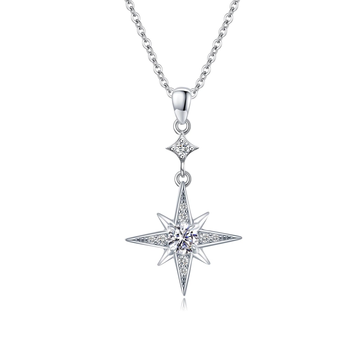 Silikepa Star Necklace for Women 925 Sterling Silver Star Pendant Necklace with April Birthstone Jewelry Gift for Women