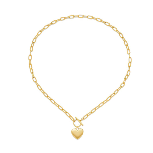 Rebinra Heart Necklaces for Women, 14K Gold Plated Heart Pendant Necklaces for Women Trendy Heart Locket Chunky Gold Necklace Dainty Gold Chain Necklace Jewelry Christmas Birthday Gifts for Women