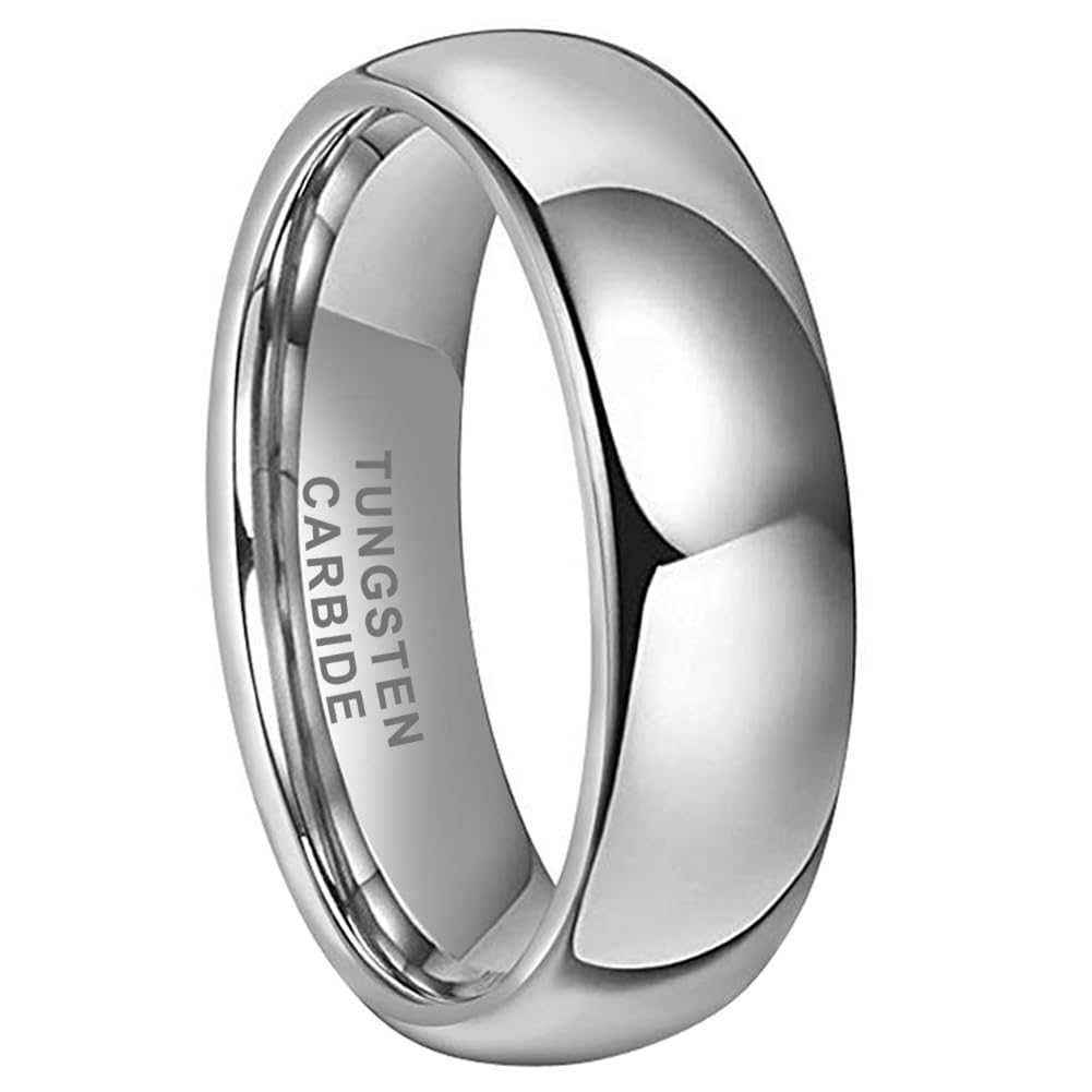 TUTISS 7mm Tungsten Carbide Rings for Men Women Engagement Wedding Bands Domed Polished Shiny Comfort Fit Size 12