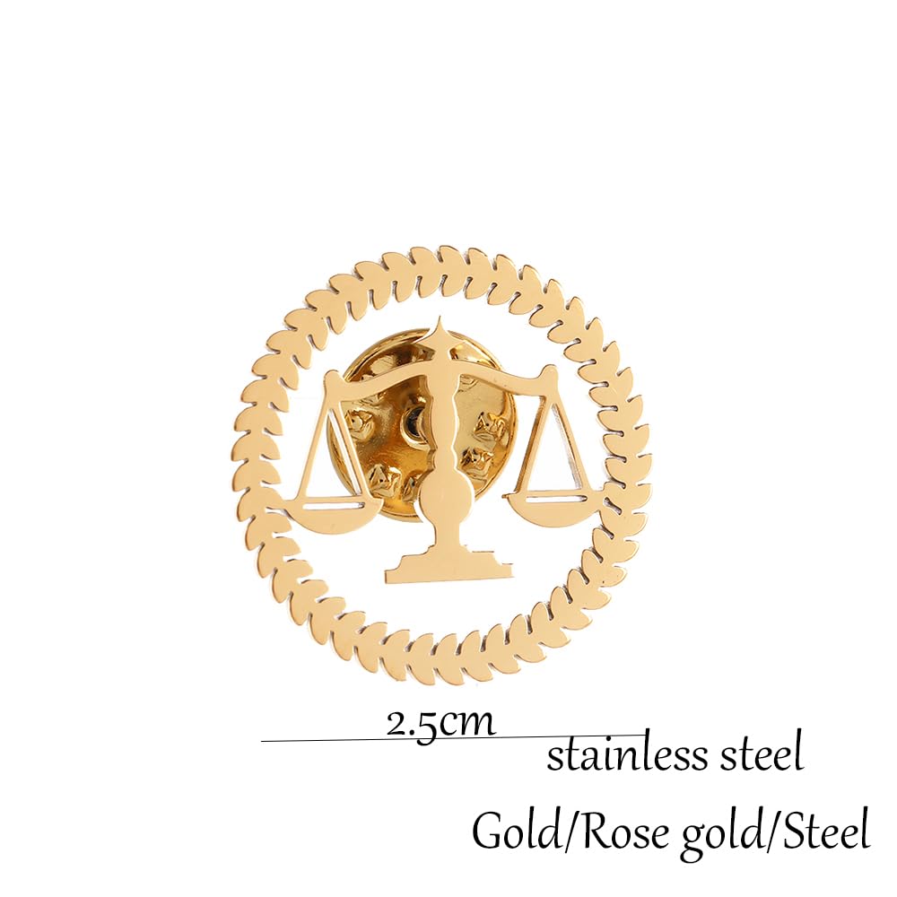 Metal Balance Badges Suit Brooch Libra Scales Brooches For Men (silver pin+tie clip)