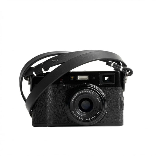 Evergreen Leather Camera Strap – Split Ring, 28 Inch Neck Shoulder Slim, Vintage Modern Design, Hand Stitched, Compatible with Fuji Sony Nikon Leica Canon (Black)