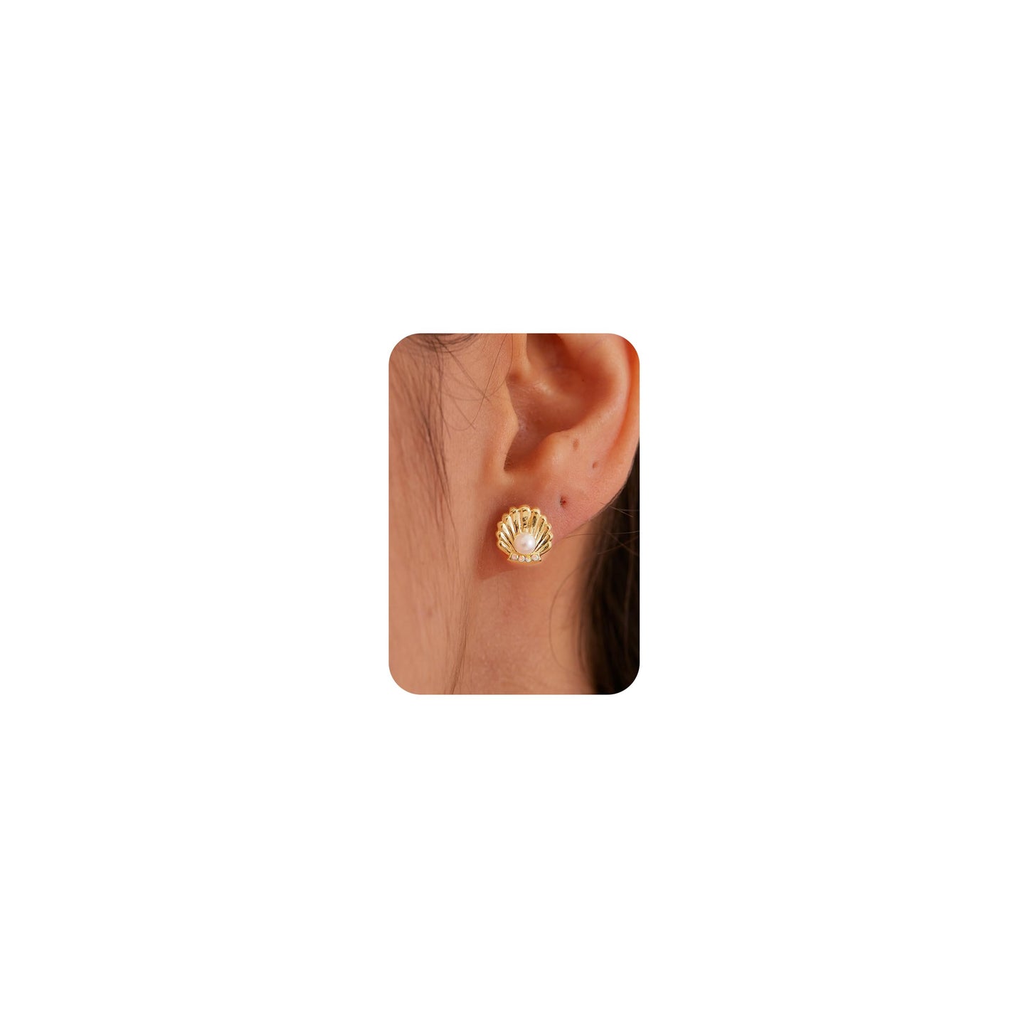 Plenky Gold Earrings for Women- 14K Gold Plated Sea Shell Pearl Earrings Summer Beach Vacation Outfits for Women Trendy Jewelry Gifts
