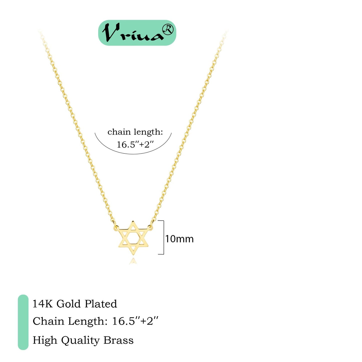 VRIUA Gold Necklace for Women 14k Gold Plated Dainty Star Pendant Necklace Simple Hexagonal Star Necklace Delicate Jewelry Everyday for Women