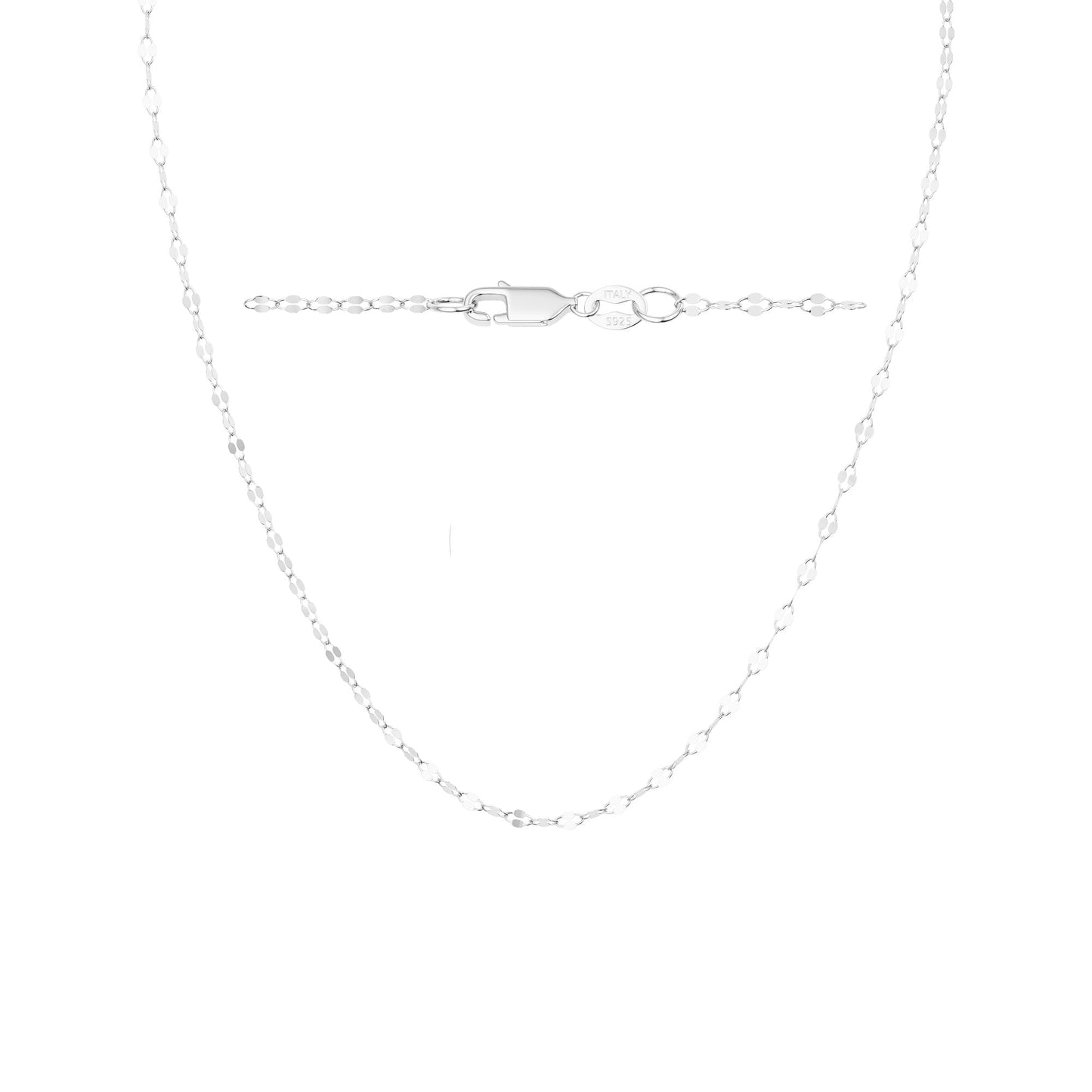Freekiss 925 Sterling Silver Chain Choker Necklace for Women Trendy 16+2 Inch Adjustable Dainty Layered Lip Chain Necklace Classic Simple Fashion Silver Jewelry Gift 2.5mm