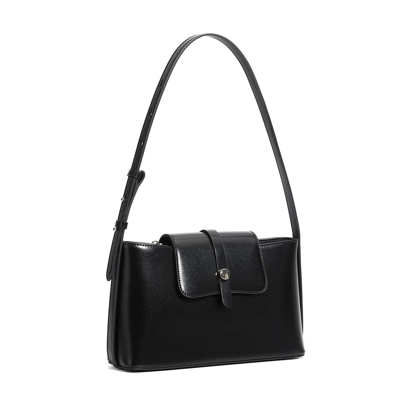 MoreFarther Leather Shoulder Bag, Small Crossbody Bags for Women Cute Handbags with Adjustable Strap Black