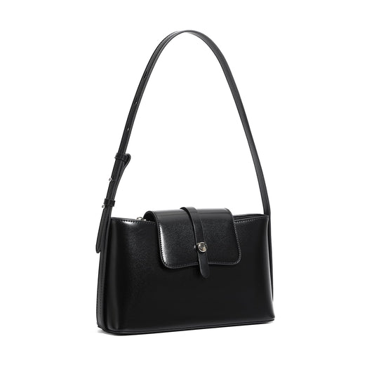 MoreFarther Leather Shoulder Bag, Small Crossbody Bags for Women Cute Handbags with Adjustable Strap Black