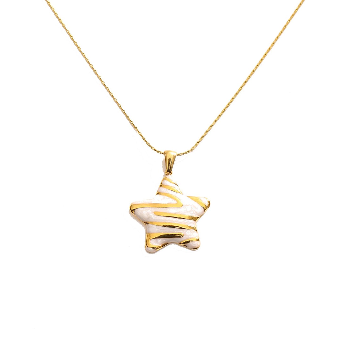HWJQ Boho Starfish Choker Necklace Enamel Starfish Star Pendant Necklace Stainless Steel Sea Star Necklaces for Women Beachy Jewelry