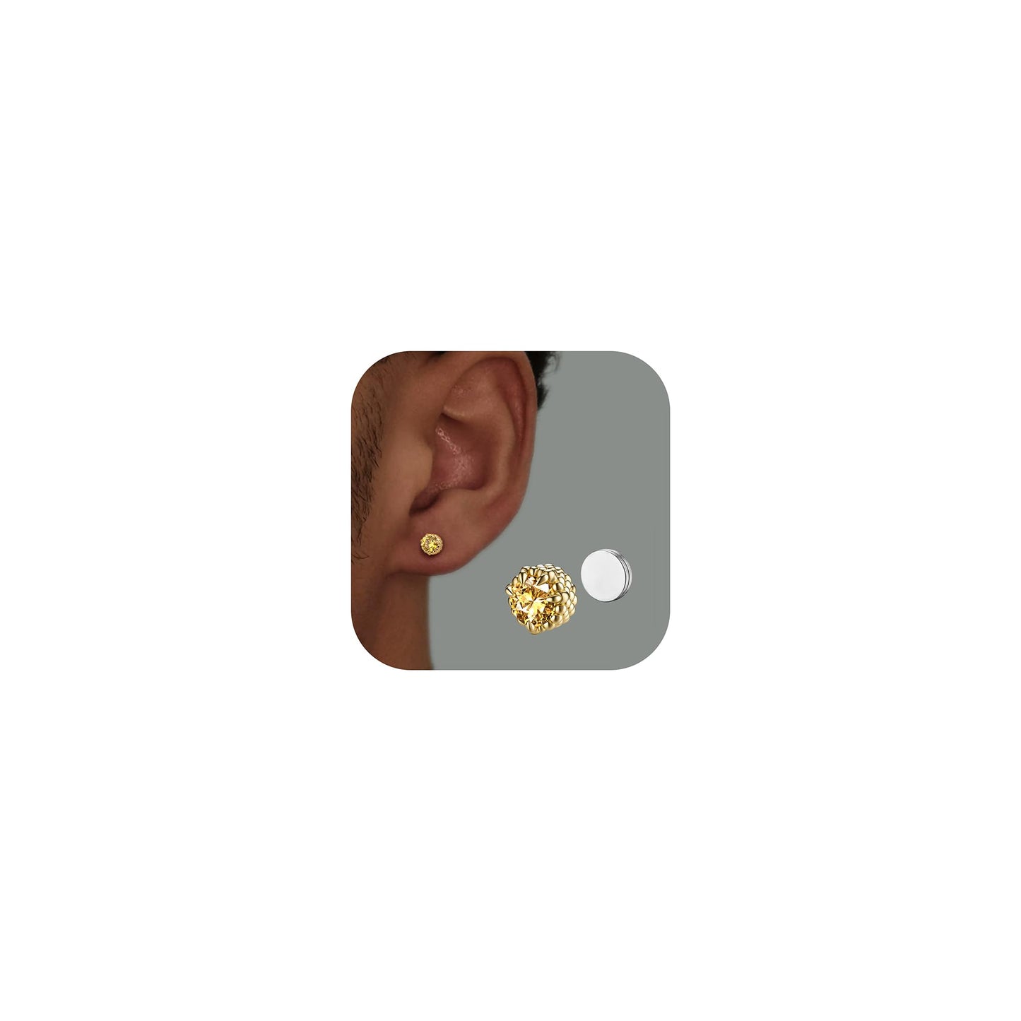 GEMQUEEN Magnetic Earrings for Men Women - 5A Shiny CZ Dragon Claw Punk Hypoallergenic Stainless Steel Non Piercing Clip on Fake Earrings Studs 5MM Not Easy to Fall