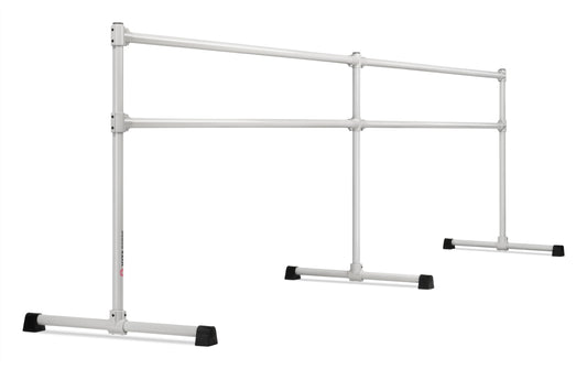 VITA Barre Portable Freestanding Double Ballet Barre, Extreme, 10 Ft Bars, Satin Silver, Steel | Fixed Height, Made in USA, Home or Gym Exercise Equipment for Kids & Adults | Dance, Fitness, Pilates