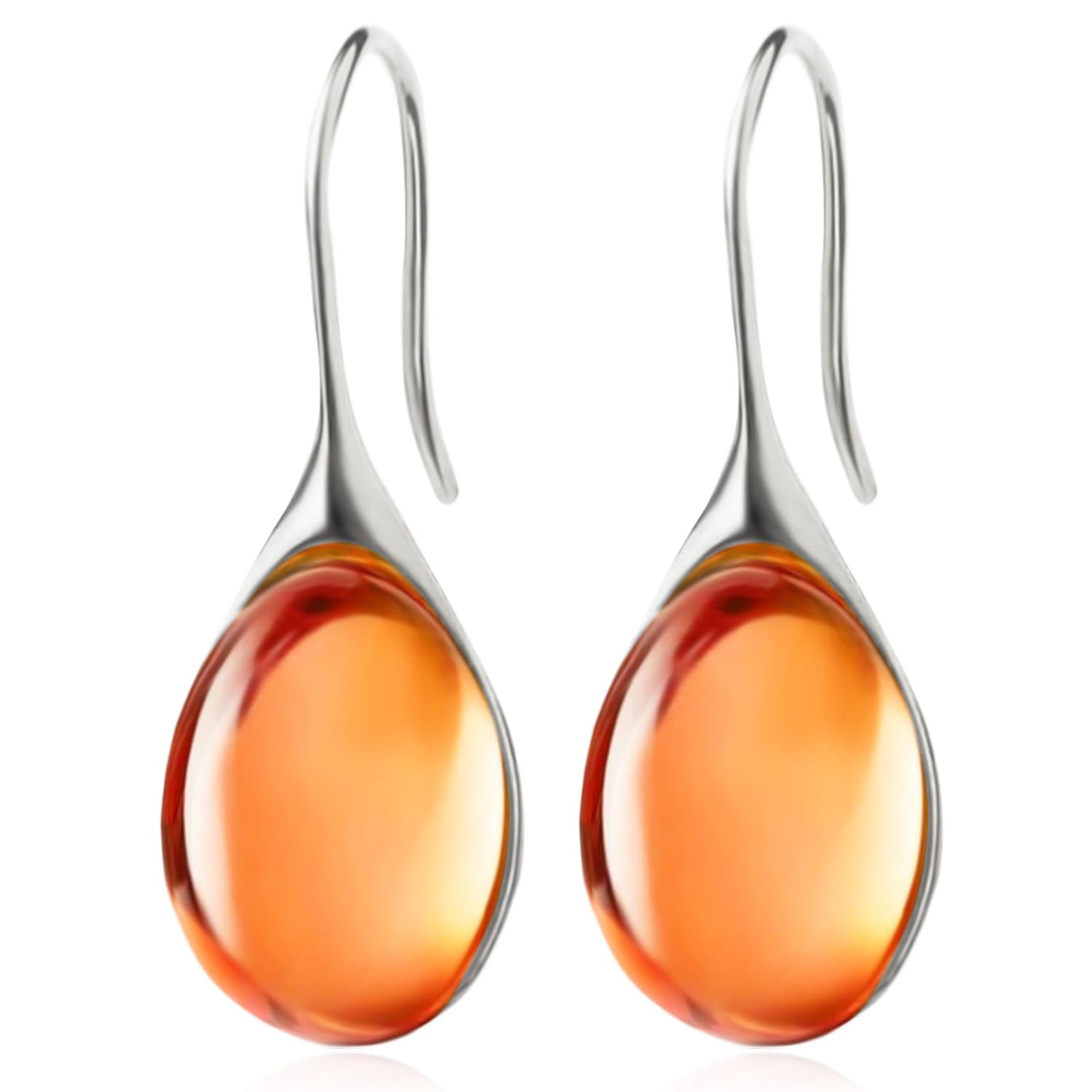 JIMARIN Lightweight Vintage Sparkly Crystal Rhinestone Teardrop Dangle Drop Earrings Bohemian14K Gold Geometry Hook Earring for Women (Silver Orange)
