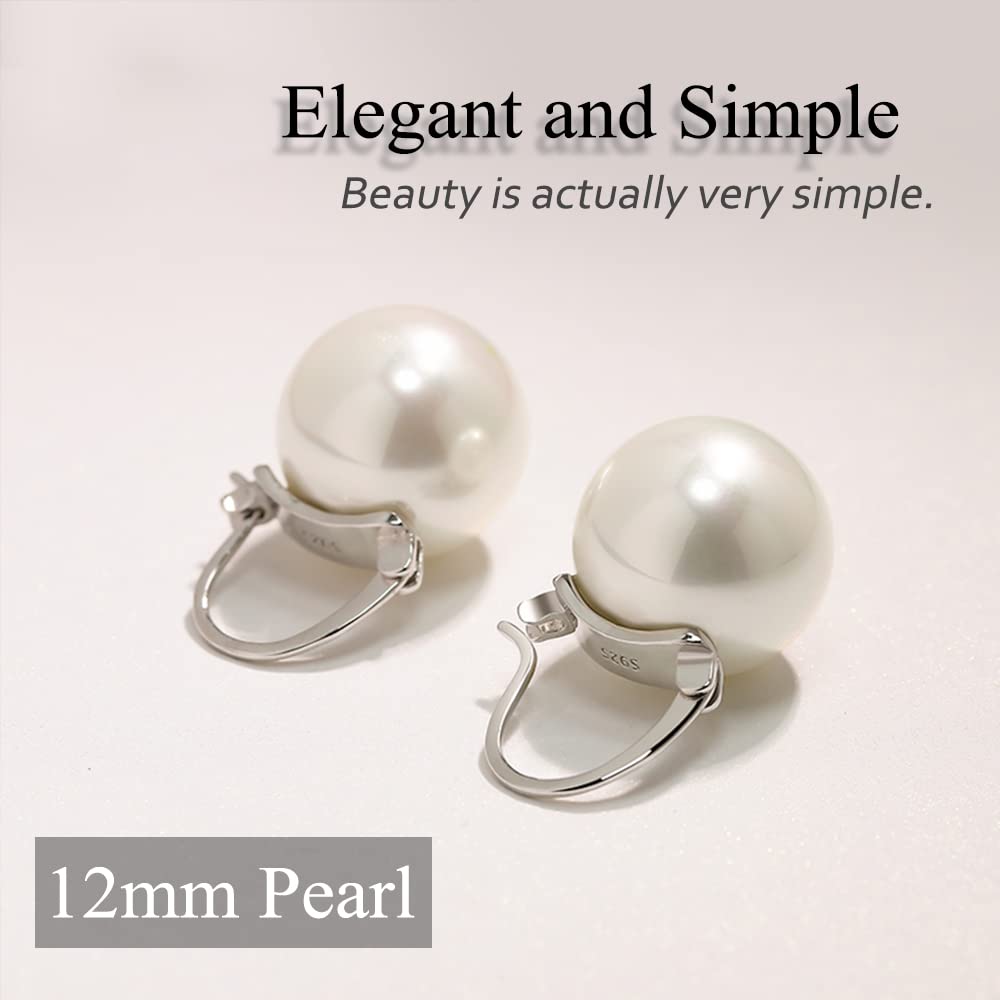 Pearl Earrings for Women 14K Gold Plated Hypoallergenic Pearl Earrings 5A Cubic Zirconia Dangle Earrings Elegant Jewelry (3-Silver)