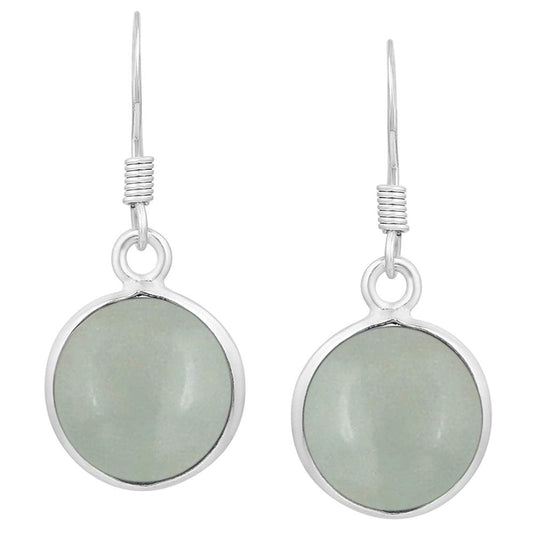 Natural Aquamarine 925 Silver Plated Dangle Earrings for Women - Round Shape Green Color Gemstone March Birthstone Handmade Jewelry Earrings - Birthday Gift for Her