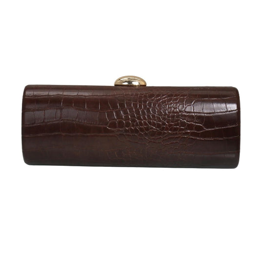 Tasysain Women PU Leather Long Purse Handbag Crocodile Pattern Shoulder Clutch Bag for Casual Party, Brown
