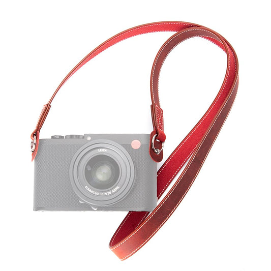 DBZZ Vintage Minimalist Genuine Leather Camera Strap Crazy Horse Leather Shoulder Strap For DSLR,For Fujifilm,For Sony,For Nikon (Crazy Horse Red-white line)
